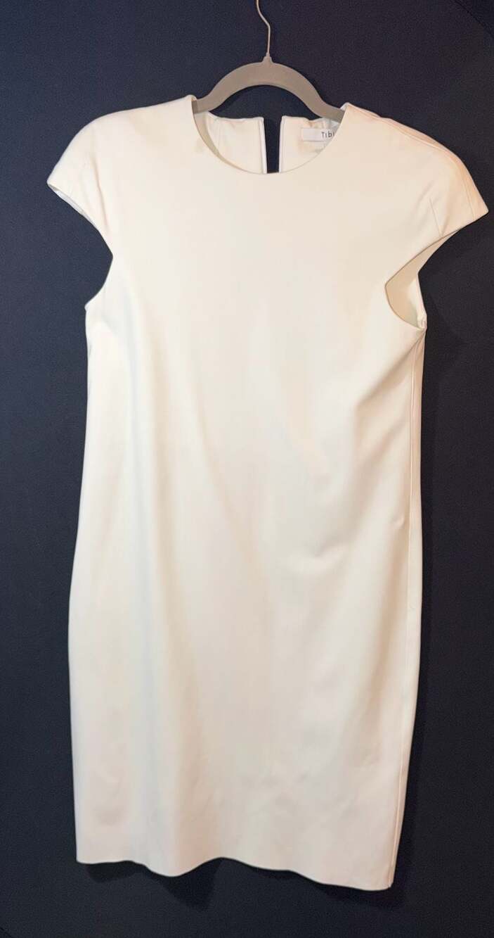 Tibi White Cap Sleeve Sheath Dress Size 4